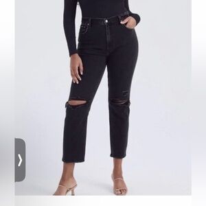 Abercrombie & Fitch 25/0R Black Distressed Ankle Straight Ultra High Rise Jeans